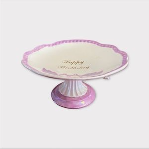 VINTAGE | Purple and White Happy Birthday Cake Stand